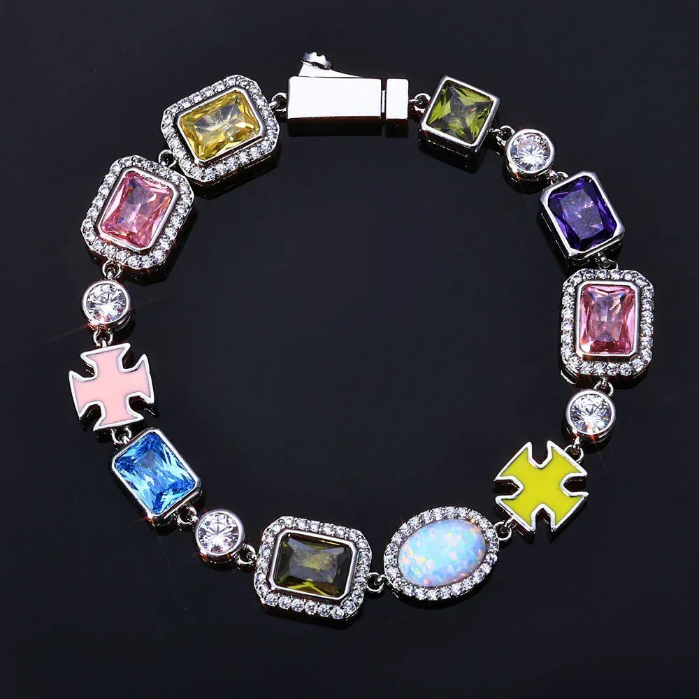 Opal Gemstone Bracelet Hip Hop Jewelry Inspired by Gold Chain Rapper Style | Caratix Jewelry - CaratixJewelry